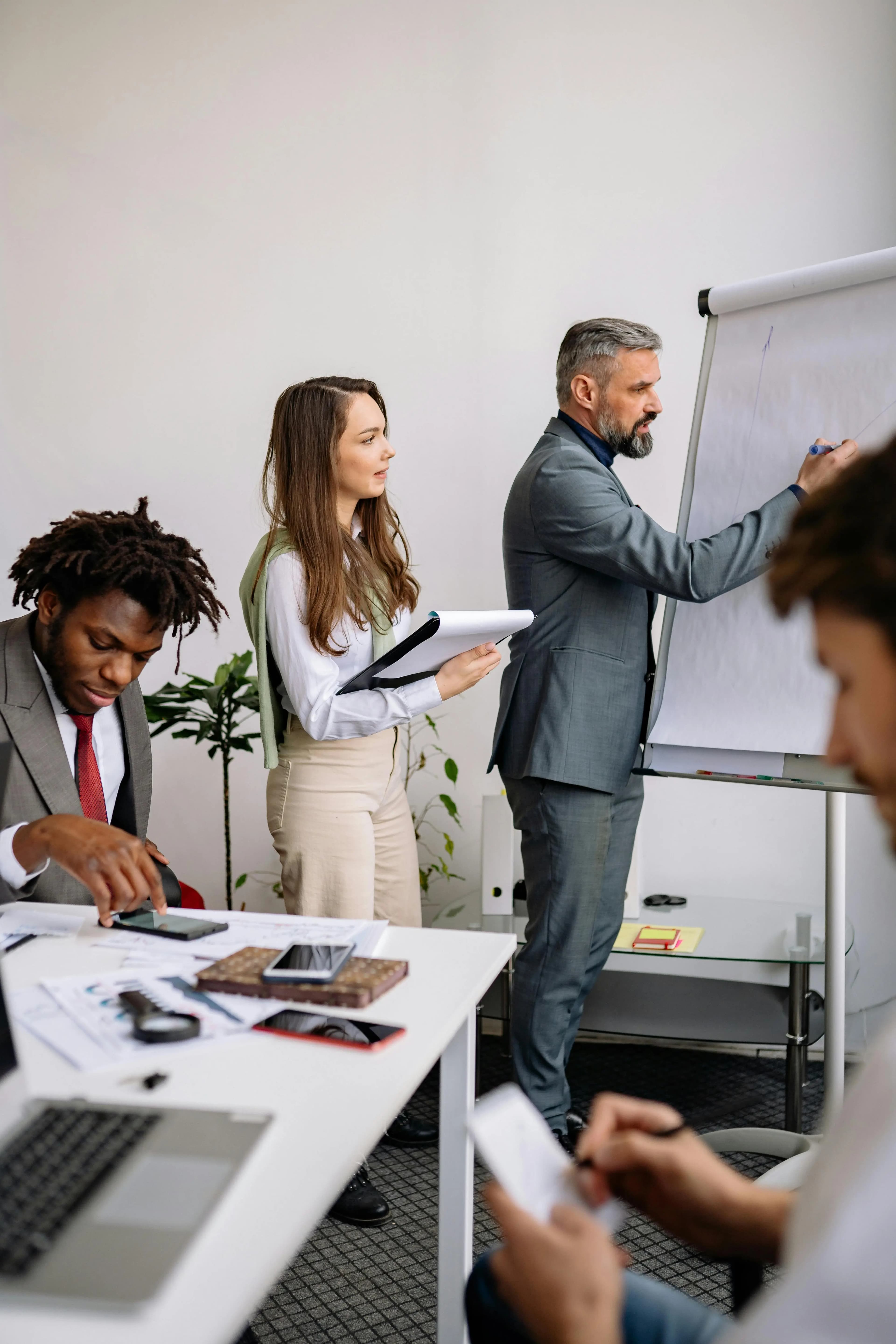 Business conversation in a modern workspace
